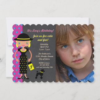 Invitation French Chic Girl Anniversaire Fête Photo Invitatio