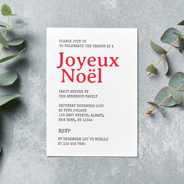 Invitation French Joyeux Noël Red Stripe Christmas Party (Créateur téléchargé)