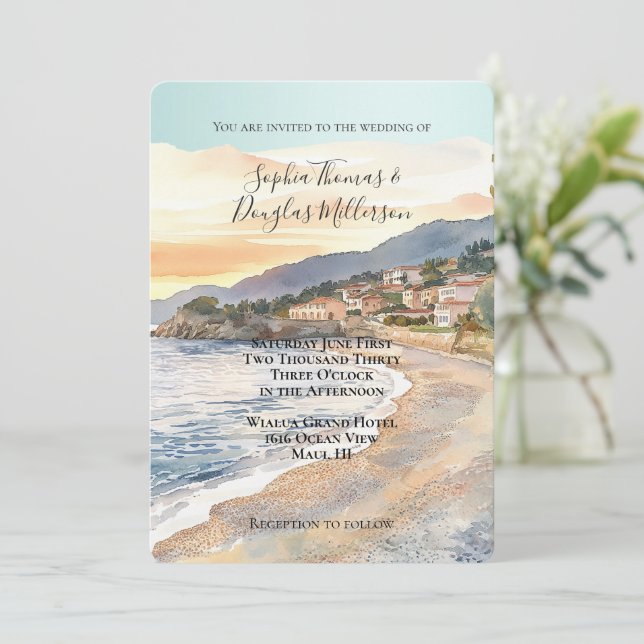 Invitation French Riviera Beach Coastal Wedding (Debout devant)