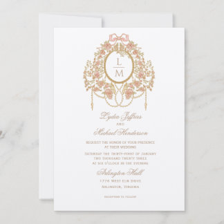 Invitation French Rococo Rose Monogram Wedding