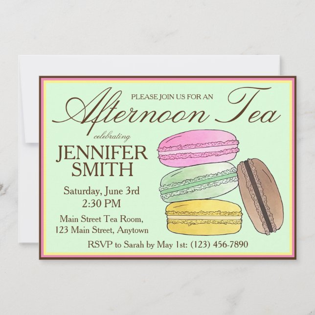 Invitation Frenh Macarons Shower de Mariage Thé Party de l'Ap (Devant)