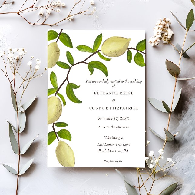 Invitation Fresh Citrus Painted Lemons Mediterranean (Créateur téléchargé)