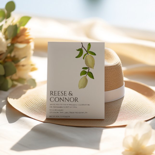 Invitation Fresh Citrus Painted Lemons Modern Mediterranean (Créateur téléchargé)