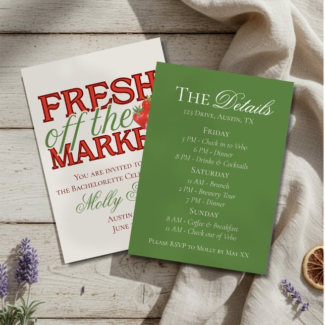 Invitation Fresh Off Market - Personnalisé Moderne Maridal (Celebrate your newly-engaged status in style with this elegant “Fresh Off the Market” design!)