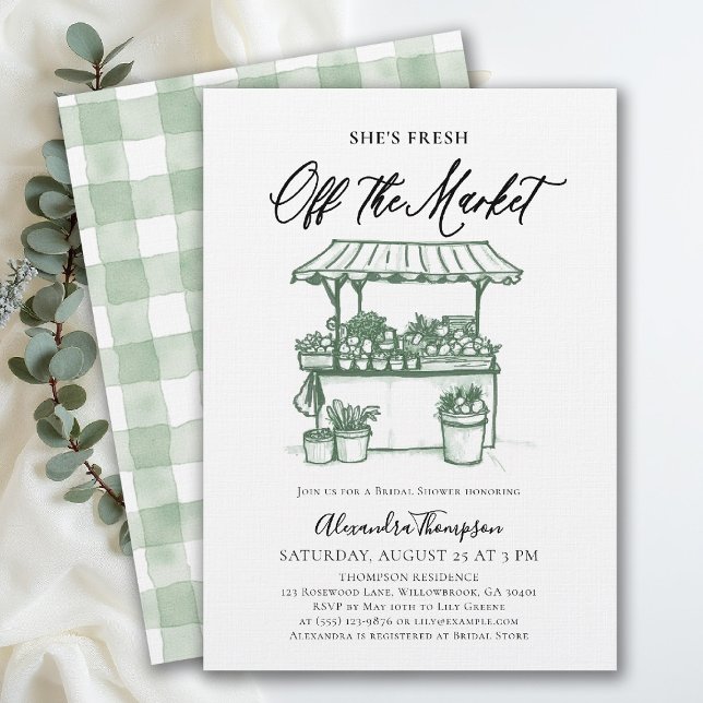 Invitation Fresh Off the Market Calligraphy Bridal Shower (fresh off the market bridal shower invitation farmers stand hand drawn modern calligraphy)