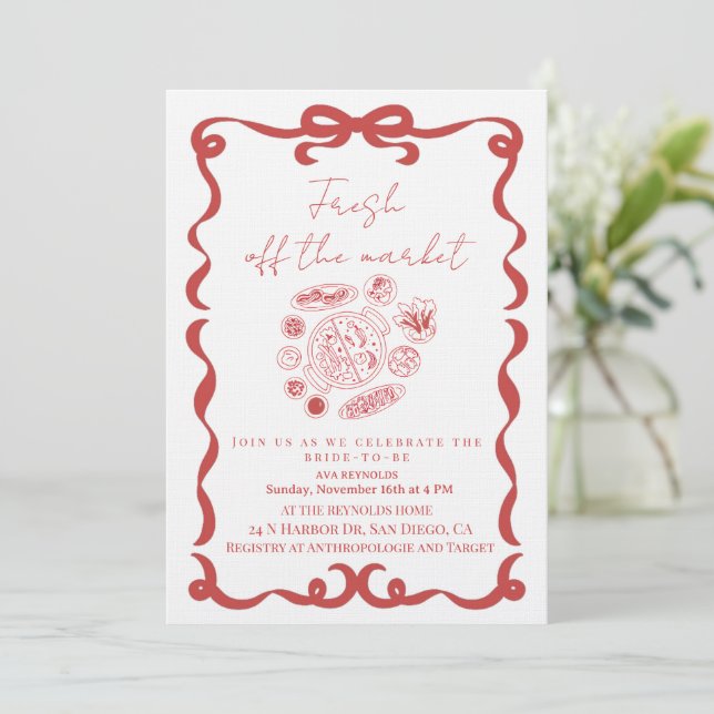 Invitation Fresh Off the market floral bridal shower (Debout devant)