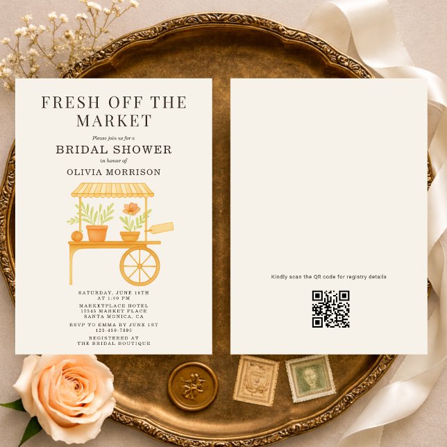 Invitation Fresh Off the Market QR Code Bridal Shower (Créateur téléchargé)