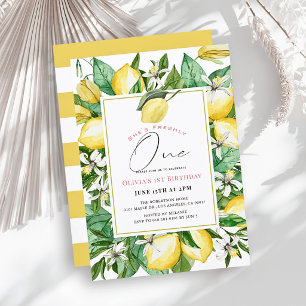 Invitation Freshly One Aquarelle Fille Lemon 1er Anniversaire
