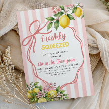 Freshly Squeezed Lemonade Pink Bow Baby Shower
