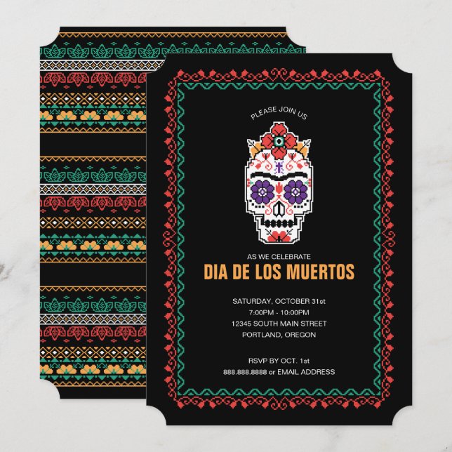 Invitation Frida Kahlo | Dia De Los Muertos (Devant / Derrière)