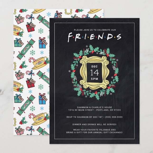 Invitation FRIENDS™ Amies Fêtes Fêtes (Devant / Derrière)