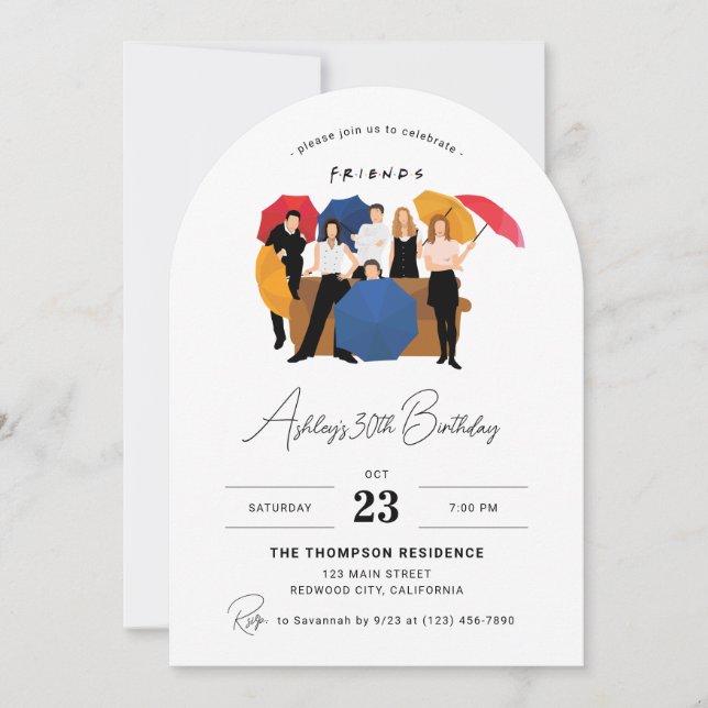 Invitation Friends TV Show Theme Personnalisable Anniversaire (Devant)