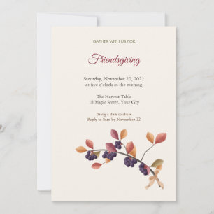 Invitation Friendsgiving à la branche de baie d'Ar