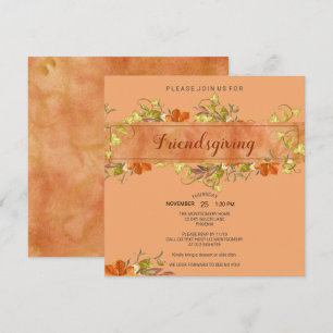 Invitation Friendsgiving Aquarelle Feuilles d'automne rustiqu