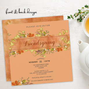 Invitation Friendsgiving Aquarelle Feuilles de l'automne rus