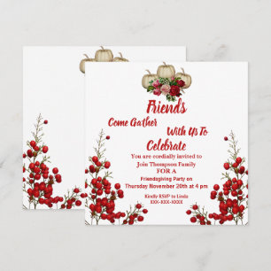 Invitation Friendsgiving Automne Automne Citrouilles Roses Be