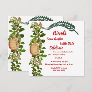 Invitation Friendsgiving Automne Automne Vert Feuilles Inv Ci