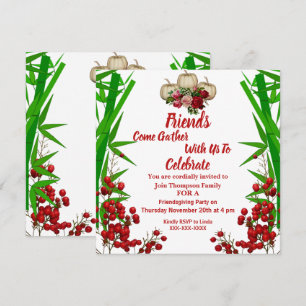 Invitation Friendsgiving Automne Citrouille Berry Bush Rose