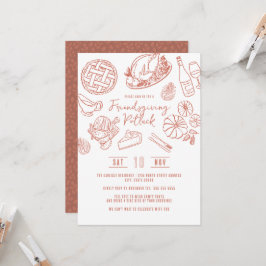 Invitation Friendsgiving Dinner Hand Drawn Food Whimsical