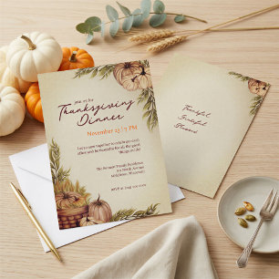 Invitation Friendsgiving et Action de grâce Botanique Cottage