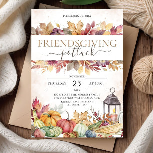 Invitation Friendsgiving Potentiellement Citrouille Rustique