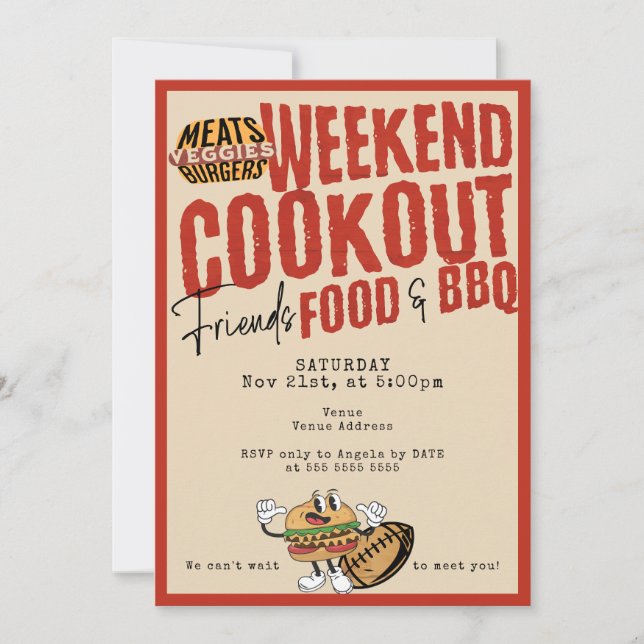 Invitation Friendsgiving Potluck BQ & Football Thanksgiving (Devant)