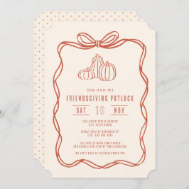 Invitation Friendsgiving Potluck Dinner Coquette Bow Pumpkins