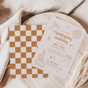 Invitation Friendsgiving rustique dessiné à la main
