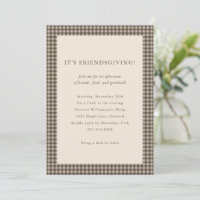 Friendsgiving Taupe Gingham Dîner Coutume Automne