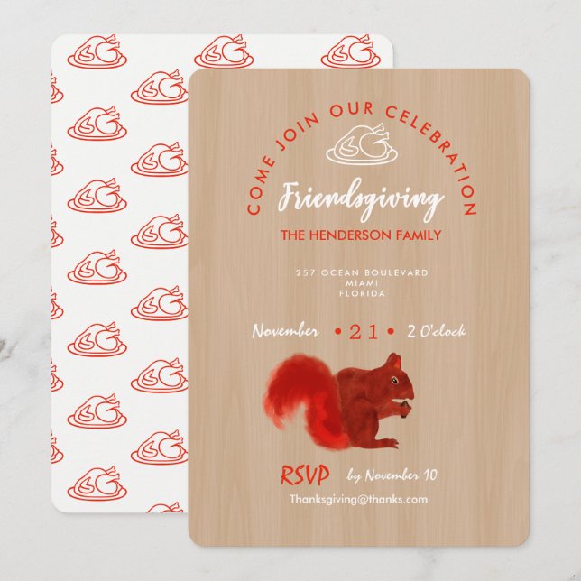 Invitation Friendsgiving Thankful Celebration Rustique (Devant / Derrière)