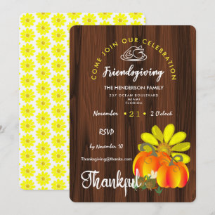 Invitation Friendsgiving Thankful Celebration Rustique