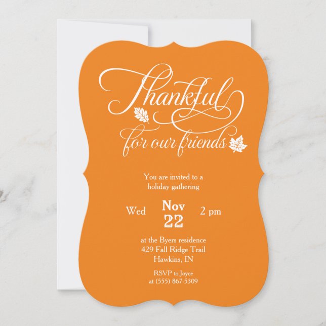 Invitation Friendsgiving Thankful for Our Friends Typography (Devant)