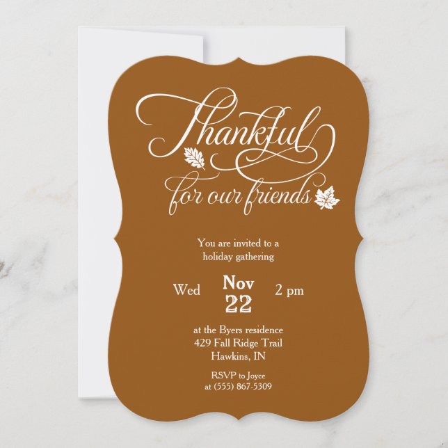 Invitation Friendsgiving Thankful for Our Friends Typography (Devant)