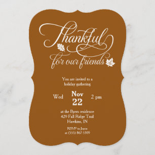 Invitation Friendsgiving Thankful for Our Friends Typography