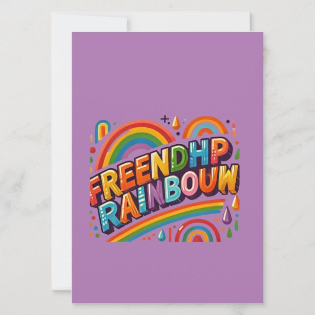 Invitation Friendship Rainbow Multi-Coloured Greeting Card De (Devant)