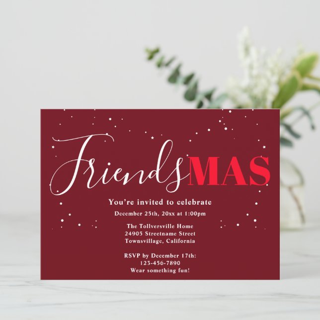 Invitation Friendsmas Burgundy pour Noël (Debout devant)