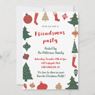 Invitation Friendsmas Fête de Noël avec les Amis