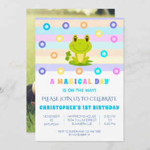 Invitation Frog Retro 1ère fête d'anniversaire