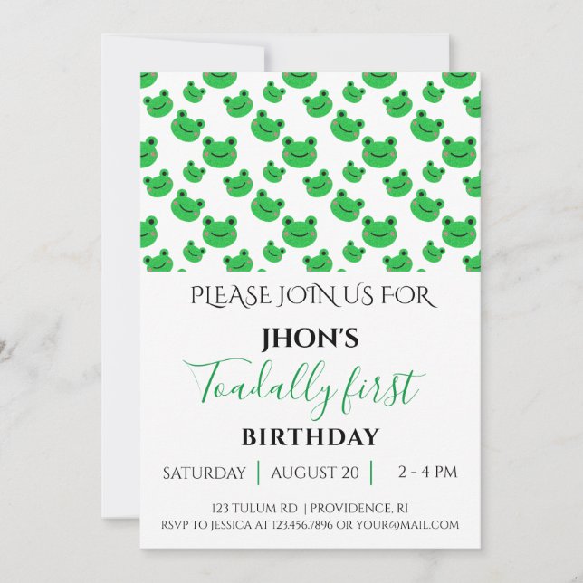 Invitation Froggy anniversaire de enfant (Devant)