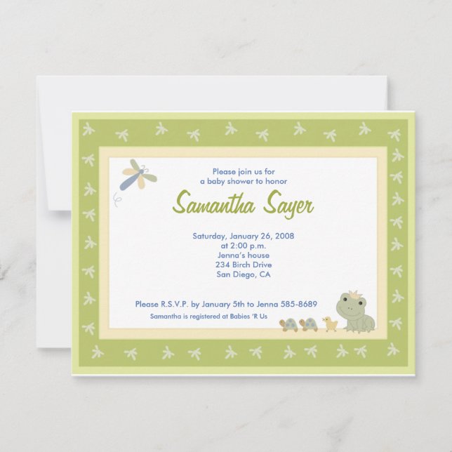Invitation Froggy Tales Frog Prince Baby shower 4,25 x 5,5 (Devant)
