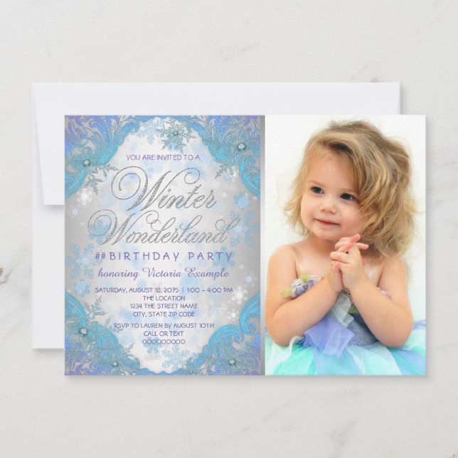 Invitation Froid Winter Wonderland fête d'anniversaire (Devant)