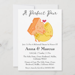 Invitation Fromage & Macaroni un dîner de mariée à la paire p