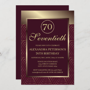 Invitation Frontière Burgundy Et Or Motif Anniversaire