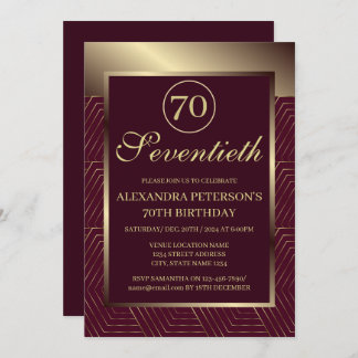 Invitation Frontière Burgundy Et Or Motif Anniversaire
