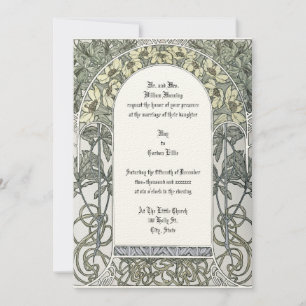 Invitation Frontière florale jaune Art nouveau par Alphonse M