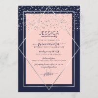 Frontière Marine Pink Silver Confetti Quinceañera