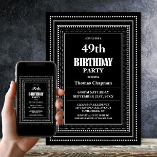 Invitation Frontière Noire Blanche N'importe quel âge fête d'
