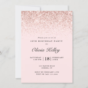 Invitation Frontière parties scintillant Anniversaire, rose c