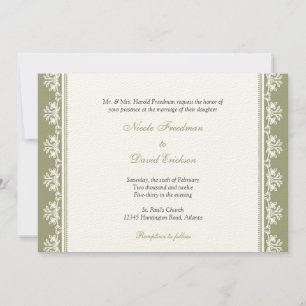 Invitation Frontière perlée verte de l'Écru mariage personnal