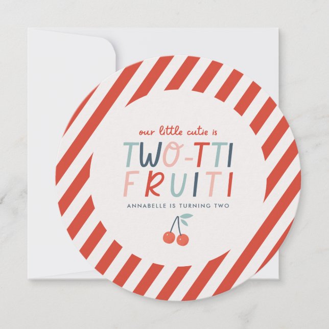 Invitation Fruit de 2e anniversaire rouge été enfant fête de  (Devant)